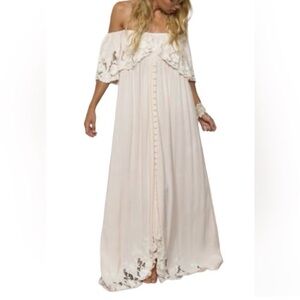 Fillyboo "Wonder Years" Women's Embroidered Maxi Dress - Blush - Size Small